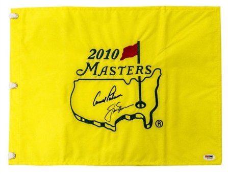 Jack Nicklaus & Arnold Palmer Dual Signed 2010 Masters Golf Flag (PSA/DNA)